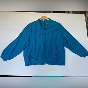 Vintage Blue Zip Up Windbreaker  Jacket 2XL Napa Valley Sport Lined 90s